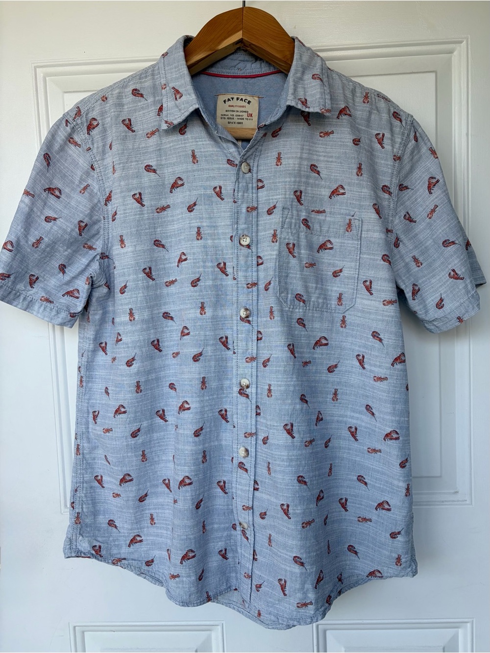 •Fat Face• Men’s Lobster/Shrimp Print 100% Cotton Shirt - Size Medium